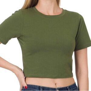111. Army Green Crop Top T-shirt